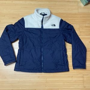 North Face Navy and White Puffer Jacket Coat